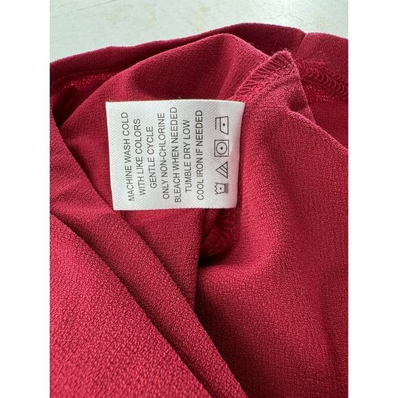 Adrienne Vittadini Top Blouse Size XL Red Neck Tie Classic Career Office Dressy‌ - Picture 11 of 16